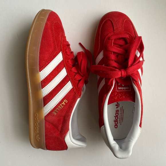 EUC Adidas Gazelle Indoor Red size 5.5 womens 4.5 mens - Picture 1 of 15